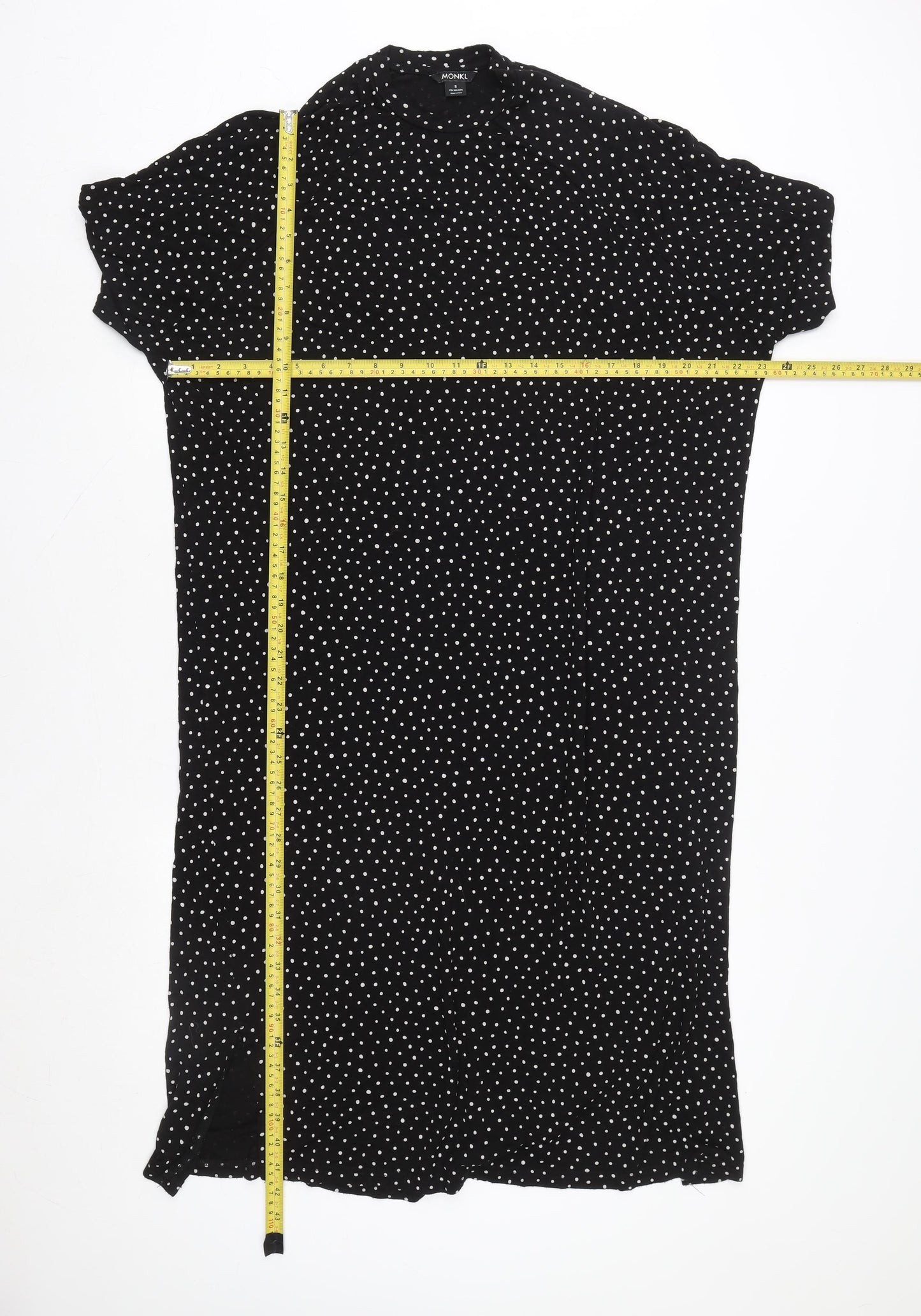 Monki Women’s Black Polka Dot Short Sleeve T-Shirt Dress Size S