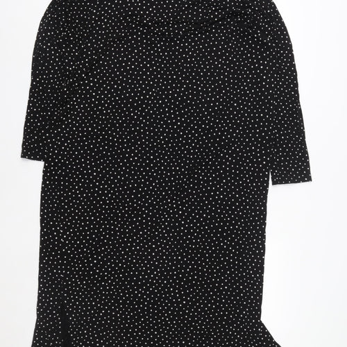 Monki Women’s Black Polka Dot Short Sleeve T-Shirt Dress Size S