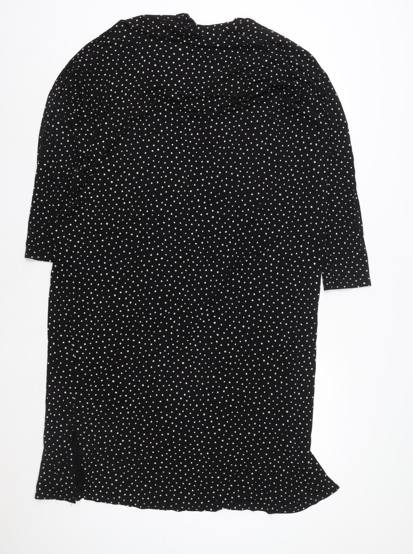 Monki Women’s Black Polka Dot Short Sleeve T-Shirt Dress Size S