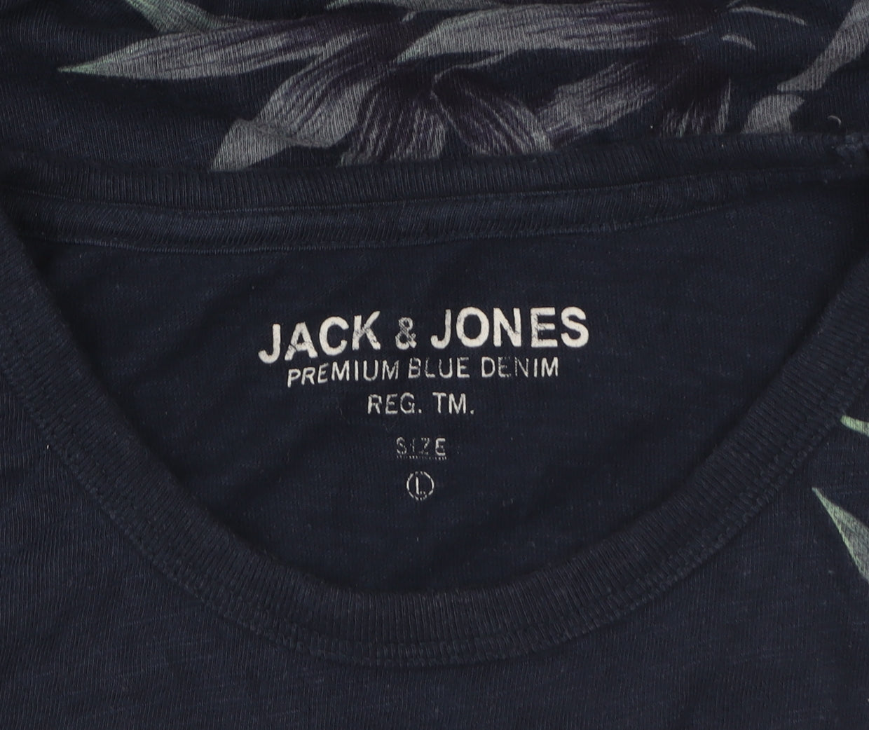 Jack & Jones Men's Blue Floral Regular Fit Cotton T-Shirt Size L
