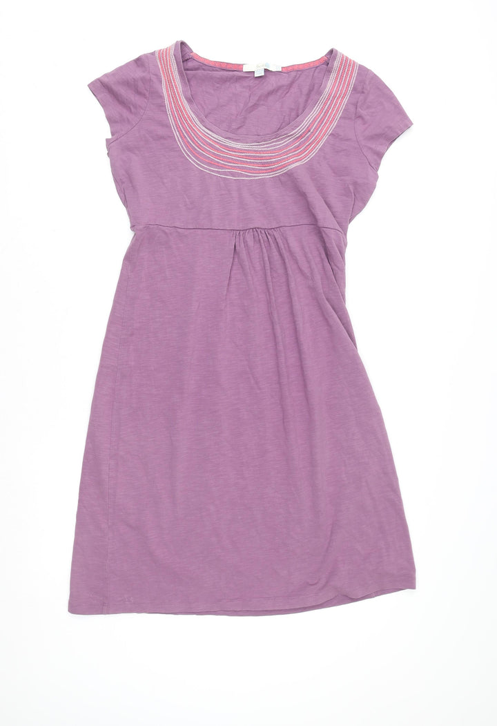 Boden Women’s Purple A-Line Jersey Dress Size 10 Short Sleeve