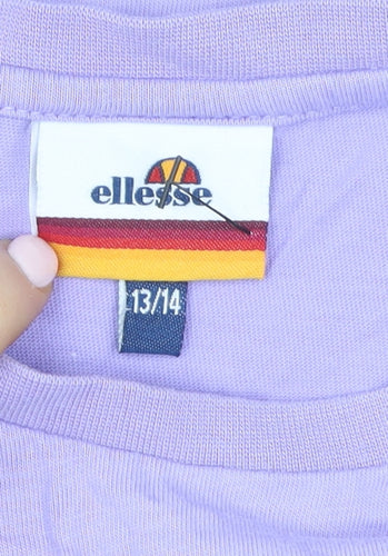 Ellesse Teens Purple Short Sleeve Crew Neck Cotton T-Shirt