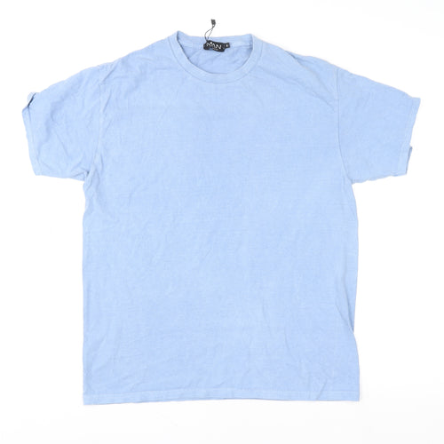 BoohooMAN Men's Blue Crew Neck Graphic T-Shirt Size S