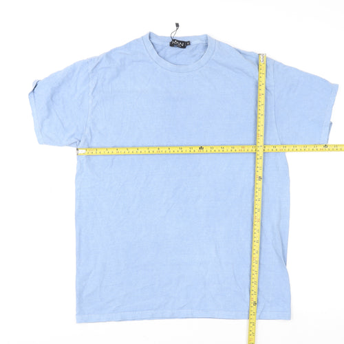 BoohooMAN Men's Blue Crew Neck Graphic T-Shirt Size S