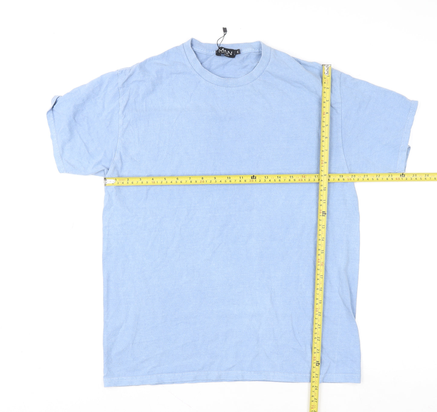 BoohooMAN Men's Blue Crew Neck Graphic T-Shirt Size S