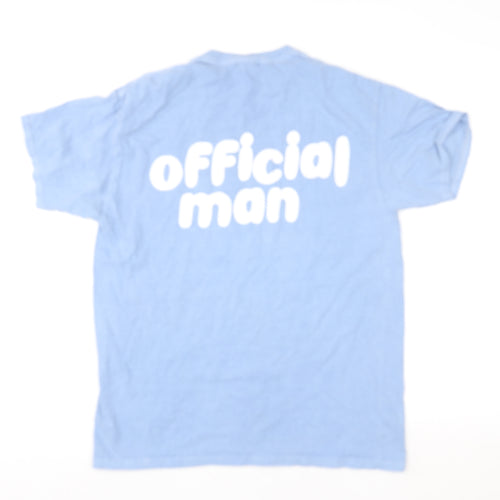 BoohooMAN Men's Blue Crew Neck Graphic T-Shirt Size S
