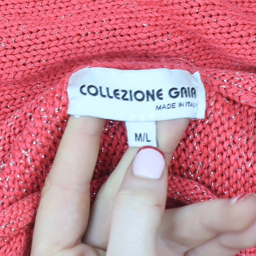 Collezione Gaia Womens Coral Knit Pullover Sweater M/L