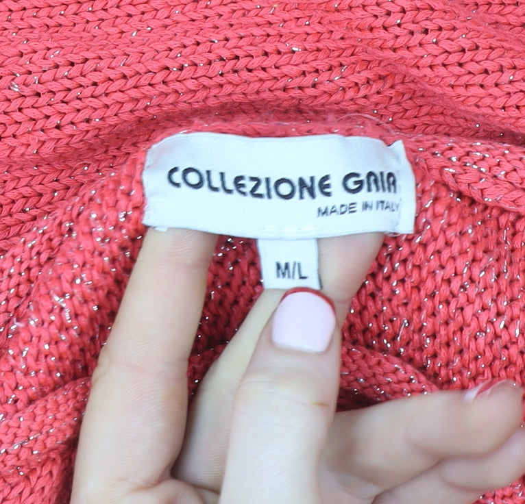 Collezione Gaia Womens Coral Knit Pullover Sweater M/L