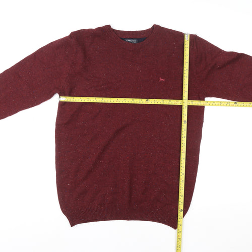 Taylor & Wright Men’s Red Wool Mix Crew Neck Jumper L Elbow Patch