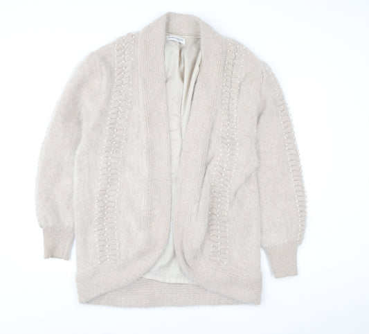 Harlequin Women’s Beige Angora Knit Beaded Cardigan M
