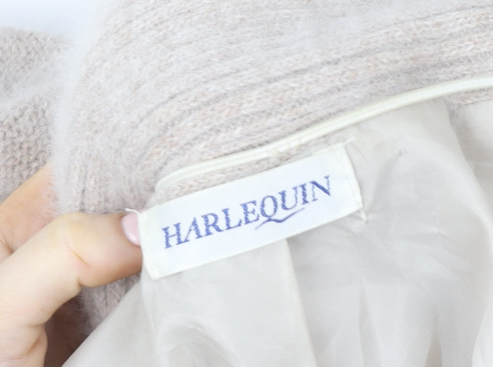 Harlequin Women’s Beige Angora Knit Beaded Cardigan M