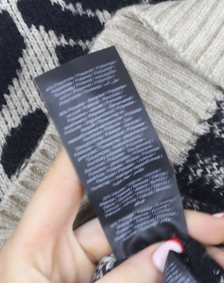 Vila Women’s Beige Leopard Print Crew Neck Pullover Jumper Size 12