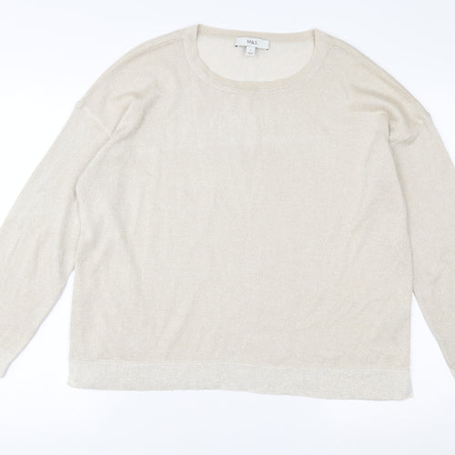 Marks and Spencer Womens Beige L Basic Knit Long Sleeve Top