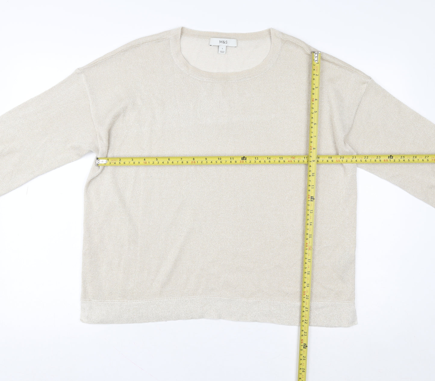 Marks and Spencer Womens Beige L Basic Knit Long Sleeve Top