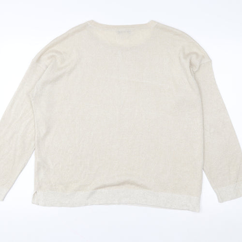 Marks and Spencer Womens Beige L Basic Knit Long Sleeve Top