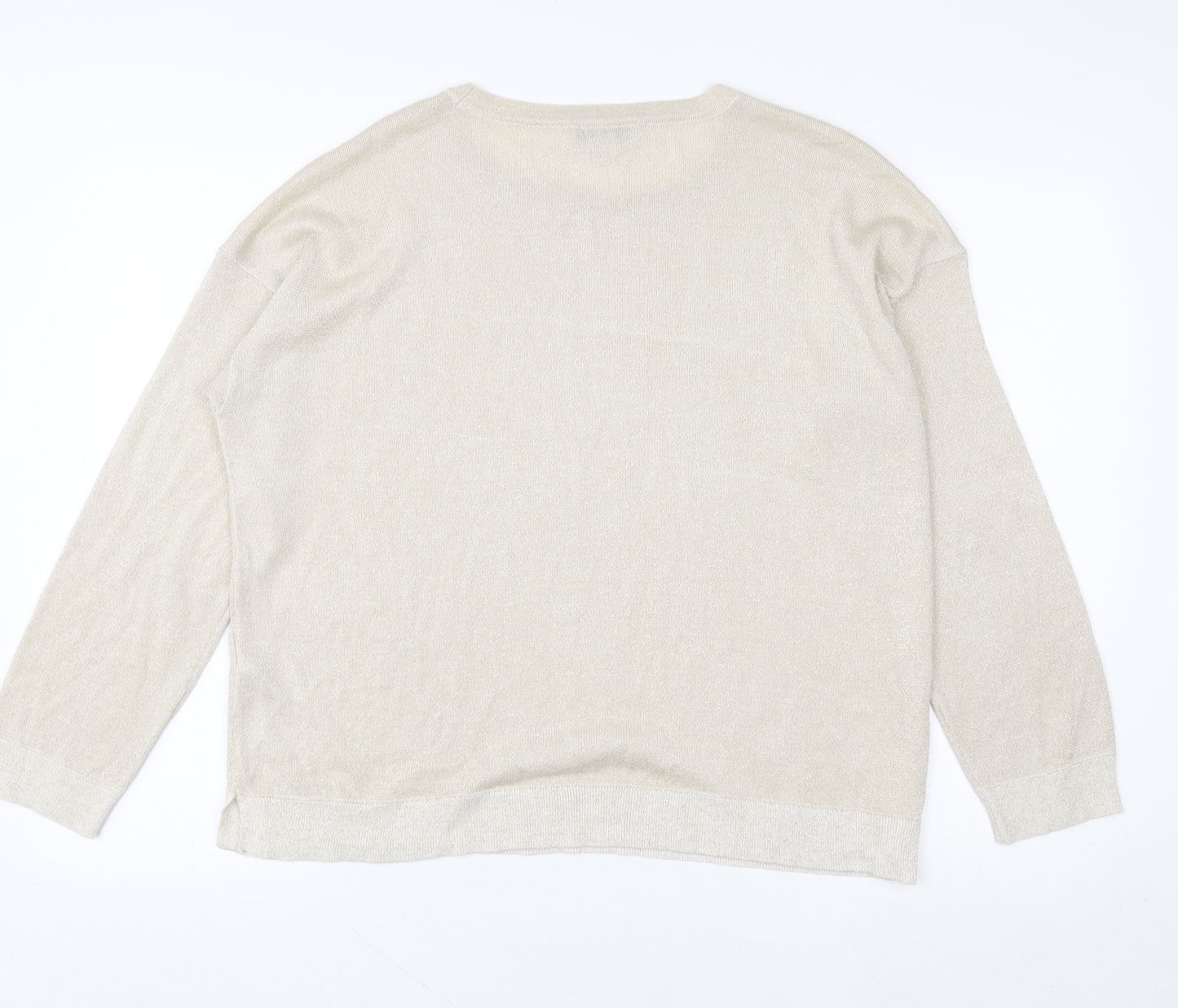 Marks and Spencer Womens Beige L Basic Knit Long Sleeve Top