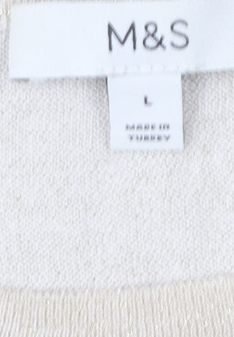 Marks and Spencer Womens Beige L Basic Knit Long Sleeve Top