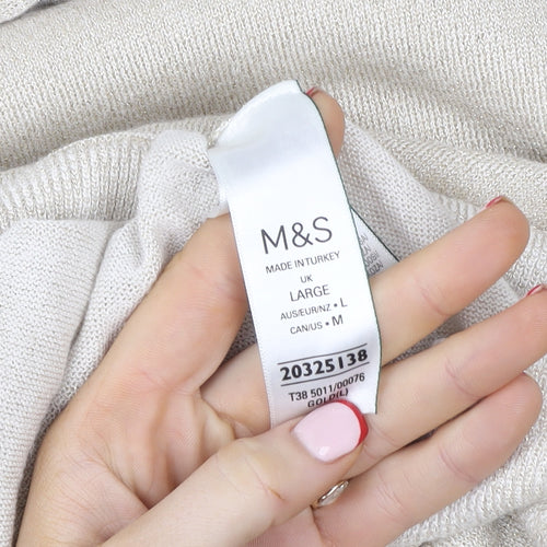 Marks and Spencer Womens Beige L Basic Knit Long Sleeve Top
