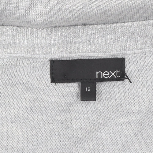 Next Women Grey V-Neck Long Sleeve Knit Top Size 12
