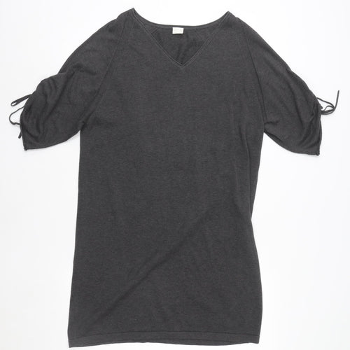 Poetry Womens Grey Cotton V-Neck T-Shirt Dress Size 10