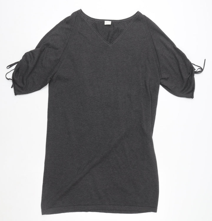 Poetry Womens Grey Cotton V-Neck T-Shirt Dress Size 10