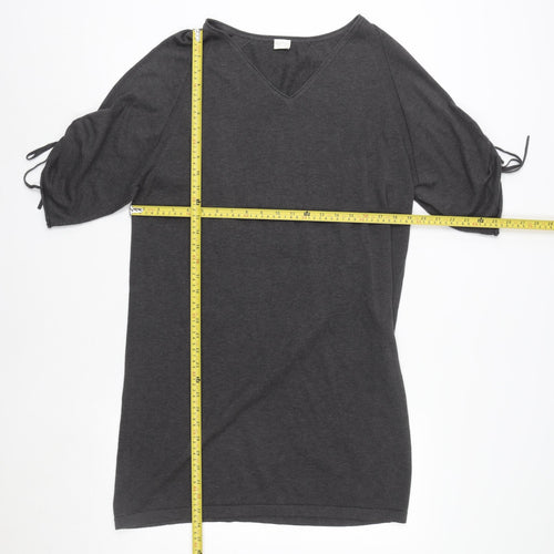 Poetry Womens Grey Cotton V-Neck T-Shirt Dress Size 10