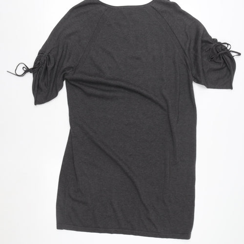 Poetry Womens Grey Cotton V-Neck T-Shirt Dress Size 10