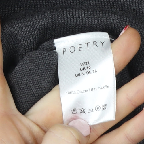 Poetry Womens Grey Cotton V-Neck T-Shirt Dress Size 10