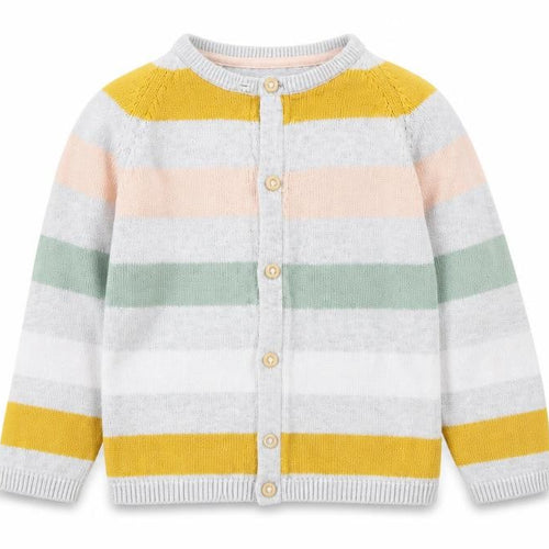 H&M Girls Multicoloured Striped Cardigan 2 Years Cotton Blend Button Up