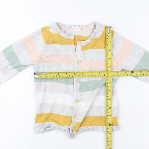 H&M Girls Multicoloured Striped Cardigan 2 Years Cotton Blend Button Up