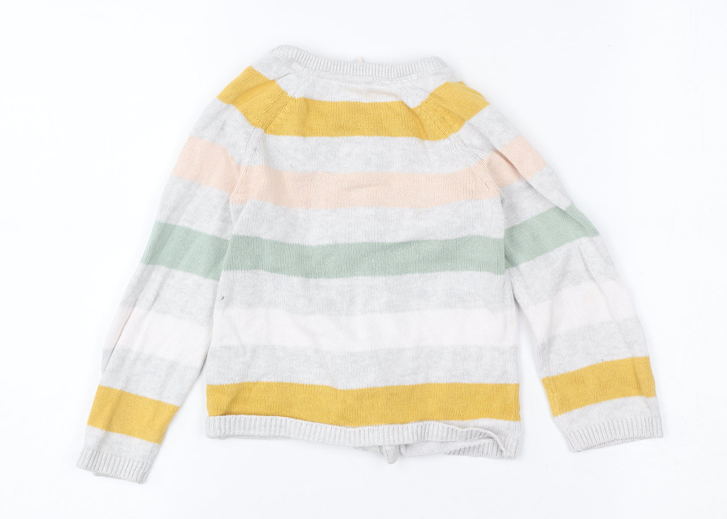 H&M Girls Multicoloured Striped Cardigan 2 Years Cotton Blend Button Up