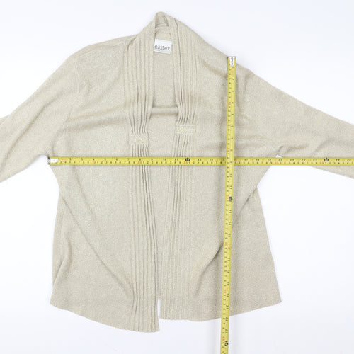 Eastex Women Beige Metallic Open Cardigan UK 14 Relaxed Fit