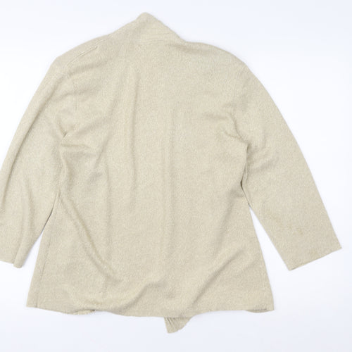 Eastex Women Beige Metallic Open Cardigan UK 14 Relaxed Fit