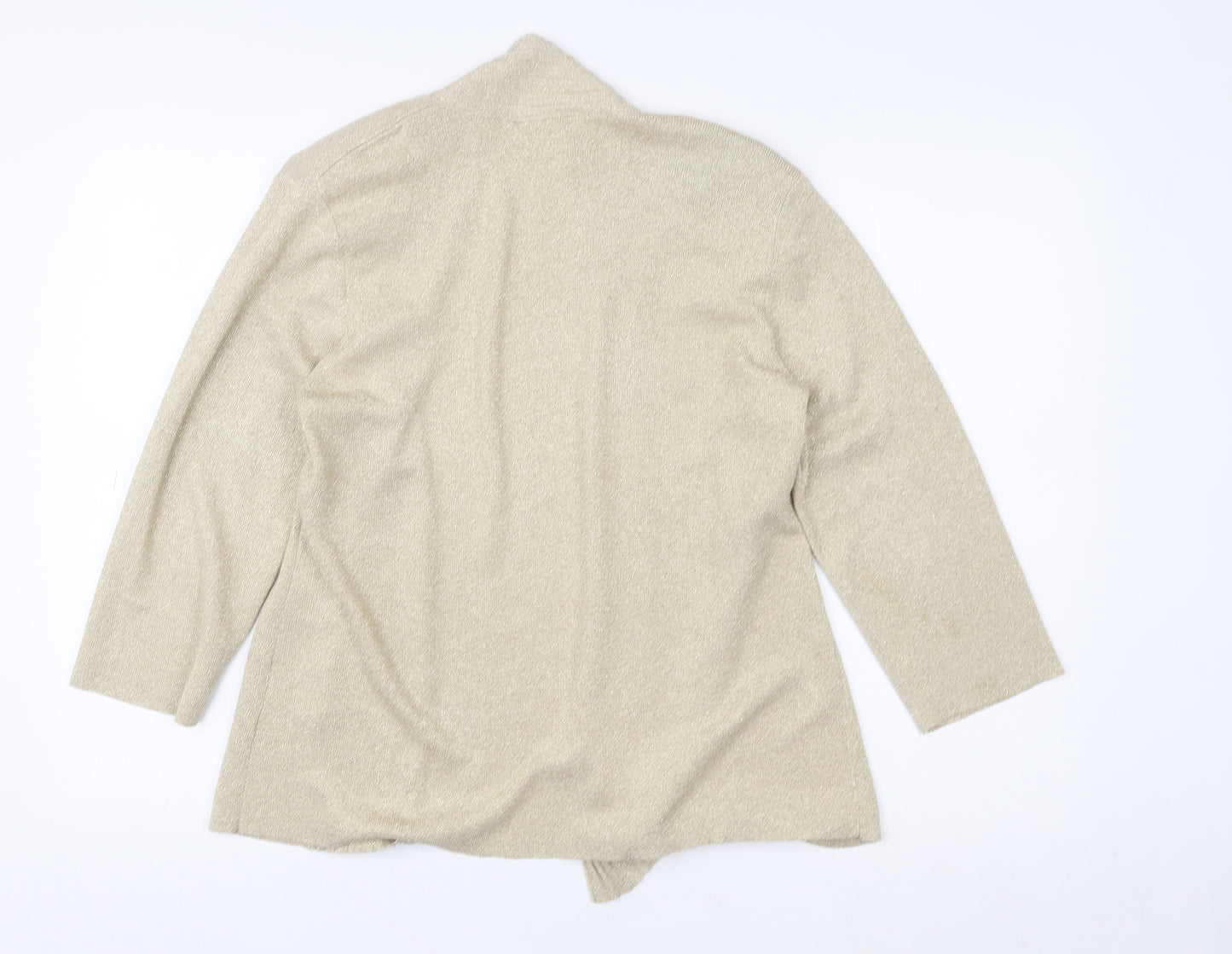 Eastex Women Beige Metallic Open Cardigan UK 14 Relaxed Fit