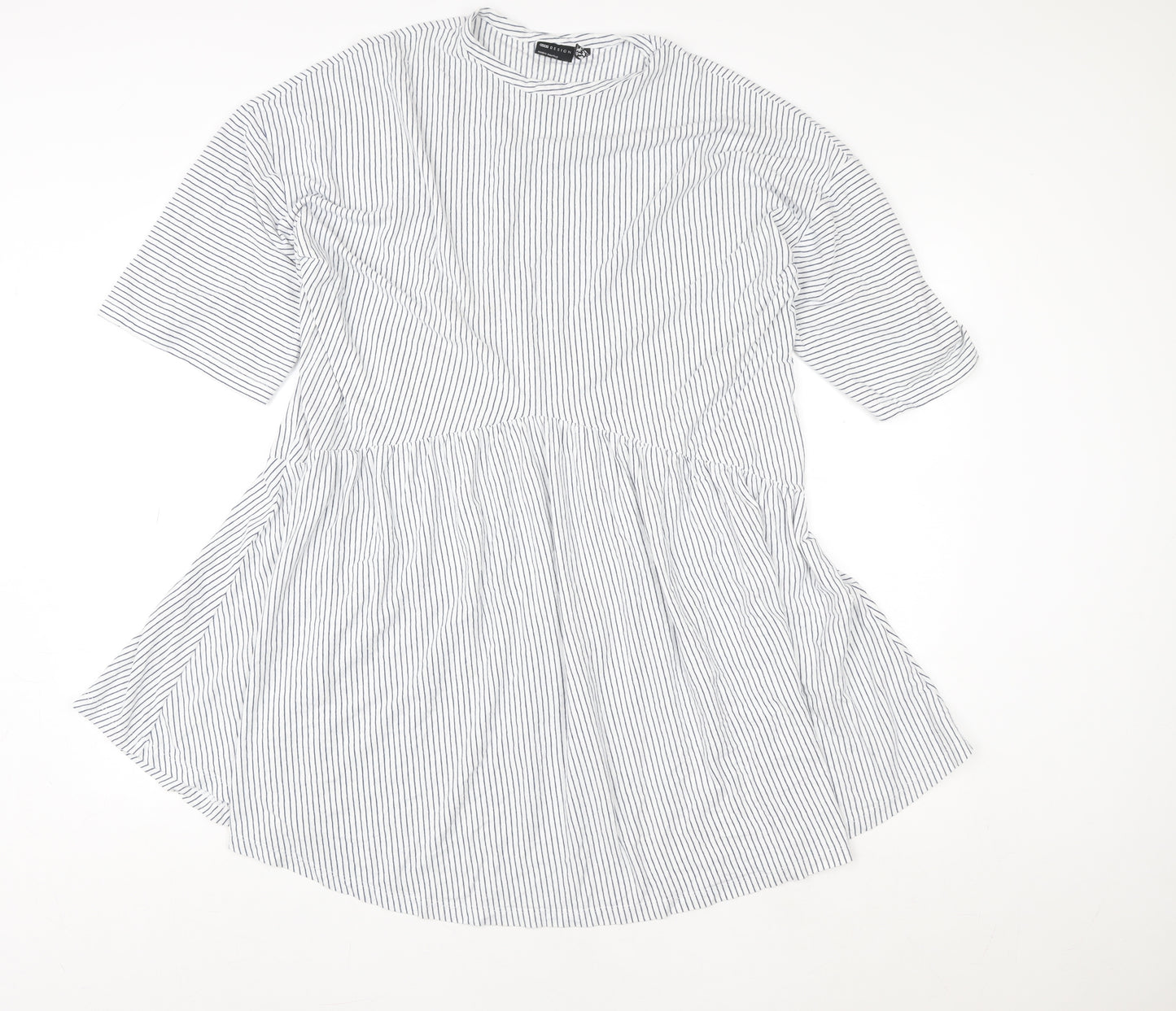 ASOS Design Women Blue Stripe Tall Shirt Dress UK 10 Cotton Blend