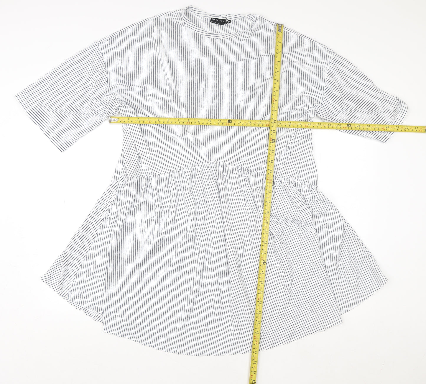 ASOS Design Women Blue Stripe Tall Shirt Dress UK 10 Cotton Blend
