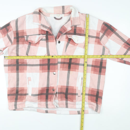 Quiz Womens Pink Check Flannel Shacket Jacket Size M