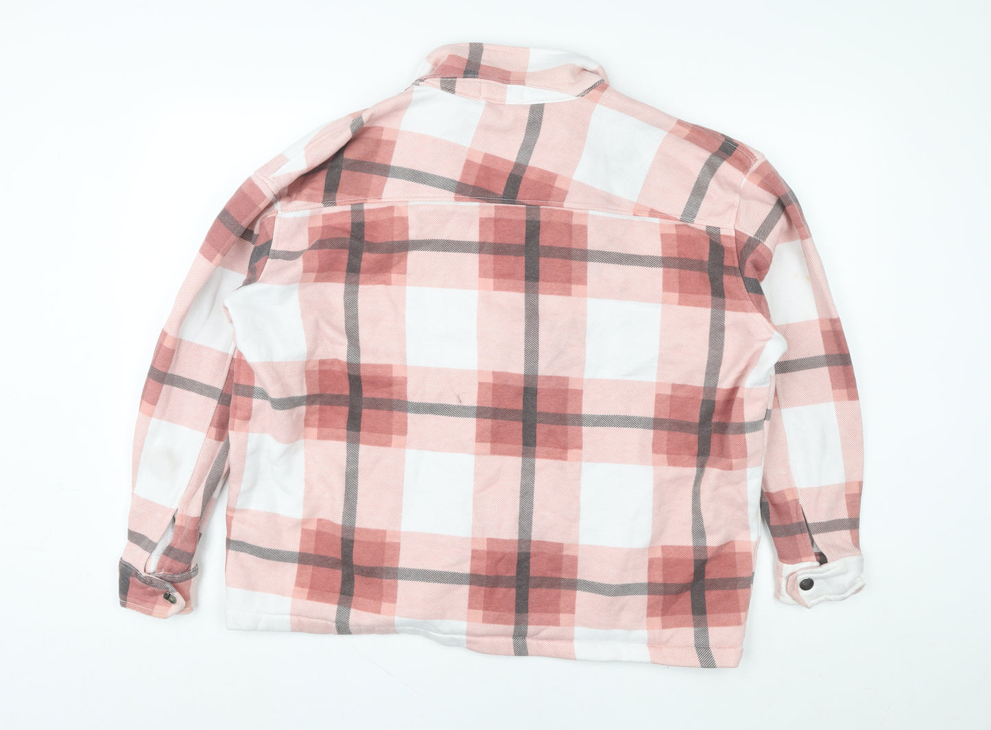 Quiz Womens Pink Check Flannel Shacket Jacket Size M