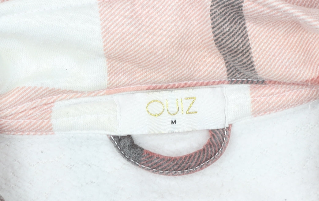 Quiz Womens Pink Check Flannel Shacket Jacket Size M