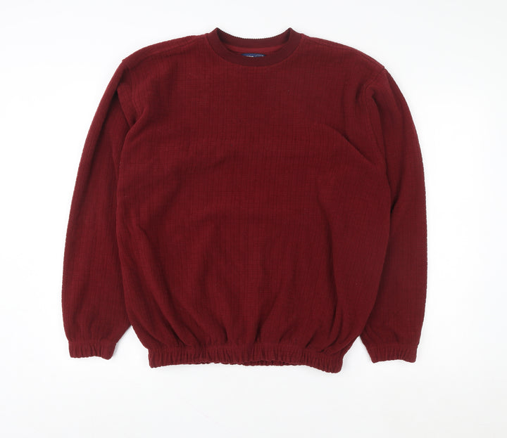 Hippo Men's Red Pullover Crew Neck Knit Sweatshirt Size M