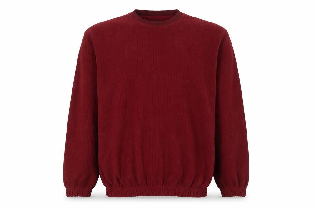 Front view of Hippo Men's Red Pullover Crew Neck Knit Sweatshirt, size M