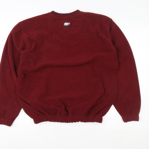Hippo Men's Red Pullover Crew Neck Knit Sweatshirt Size M