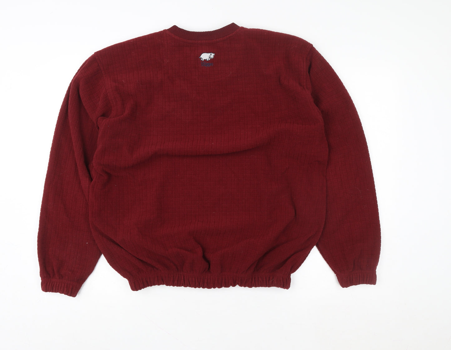 Hippo Men's Red Pullover Crew Neck Knit Sweatshirt Size M