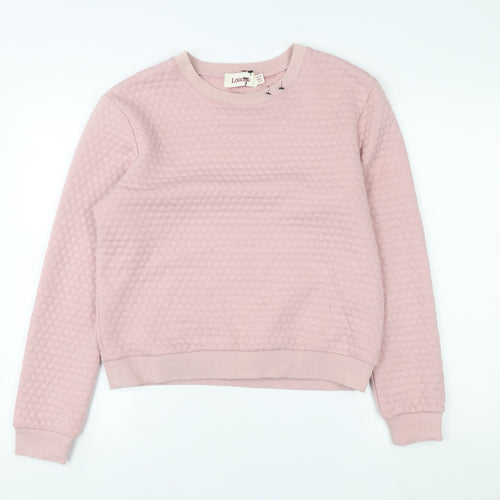 Louche Women Pink Honeycomb Textured Crew Neck Pullover Sweatshirt UK 10