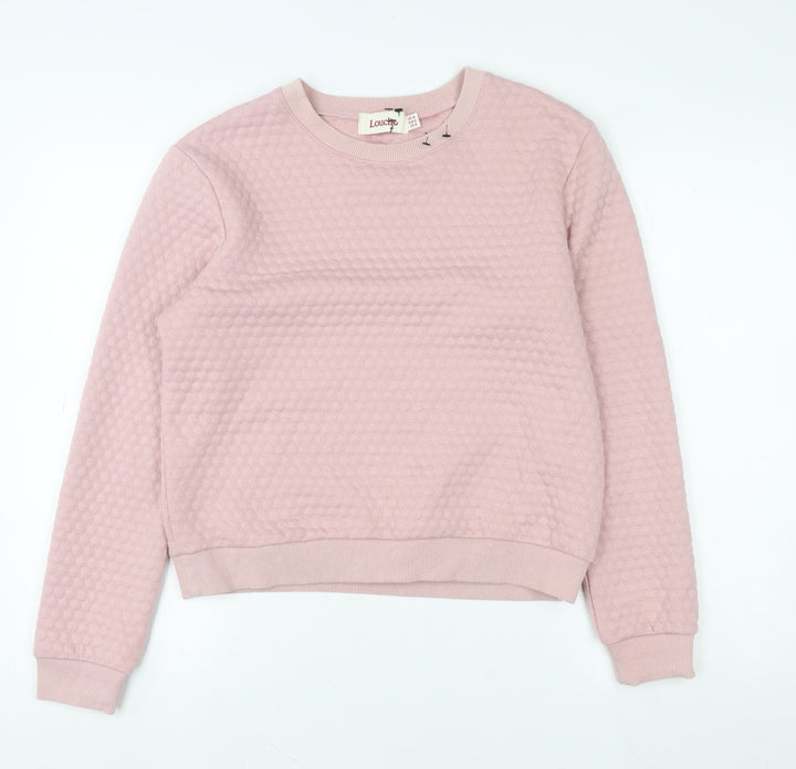 Louche Women Pink Honeycomb Textured Crew Neck Pullover Sweatshirt UK 10