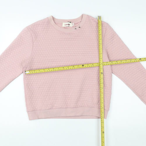 Louche Women Pink Honeycomb Textured Crew Neck Pullover Sweatshirt UK 10