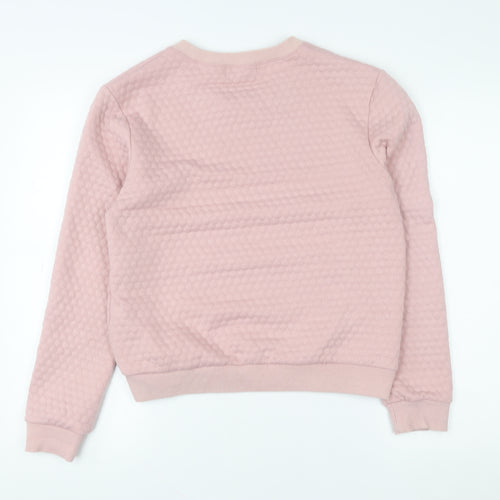 Louche Women Pink Honeycomb Textured Crew Neck Pullover Sweatshirt UK 10