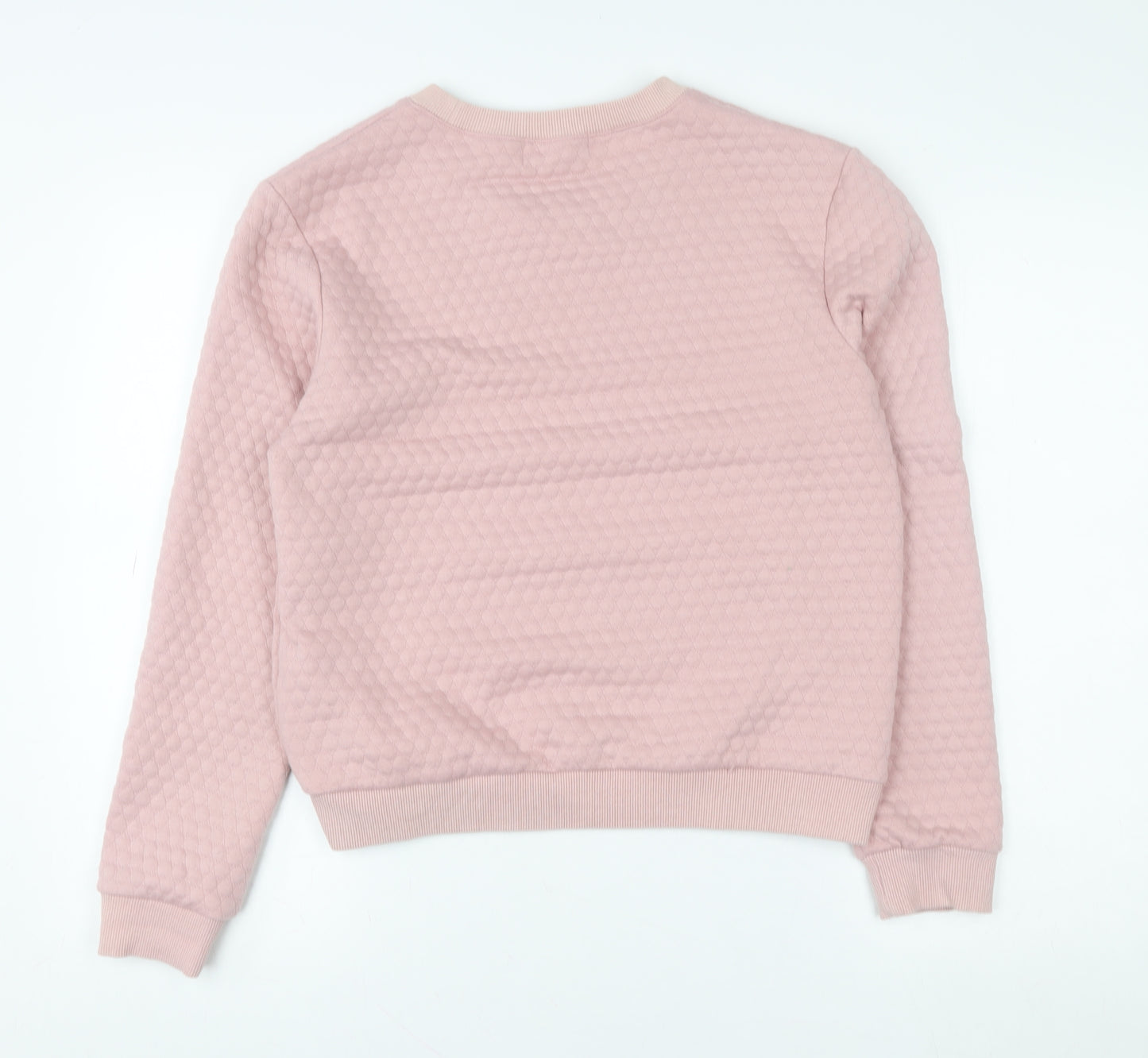 Louche Women Pink Honeycomb Textured Crew Neck Pullover Sweatshirt UK 10