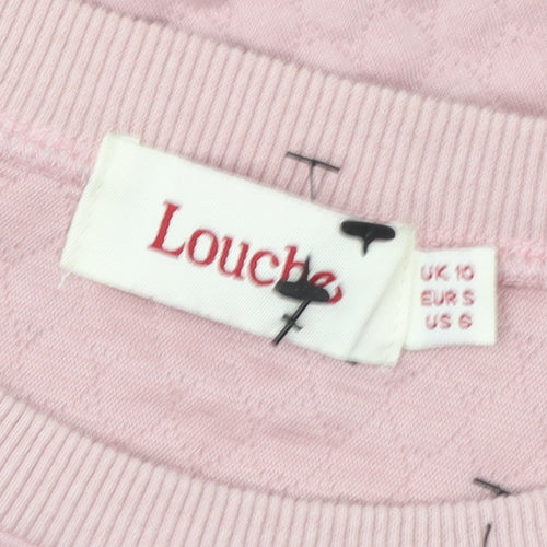 Louche Women Pink Honeycomb Textured Crew Neck Pullover Sweatshirt UK 10