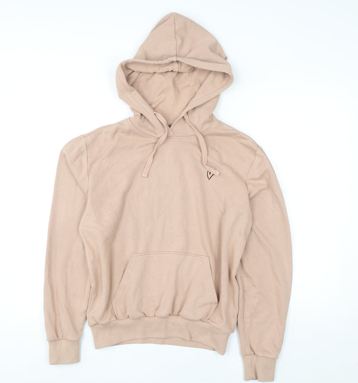 H&M Divided Womens Beige Pullover Hoodie XS Cotton Blend Casual